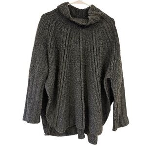 Free People Chunky Knit Side Slit Gray Sweater Small